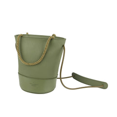 Cute Leather Green Womens Mini Bucket Purse Handbag Barrel Shoulder Bag for Women