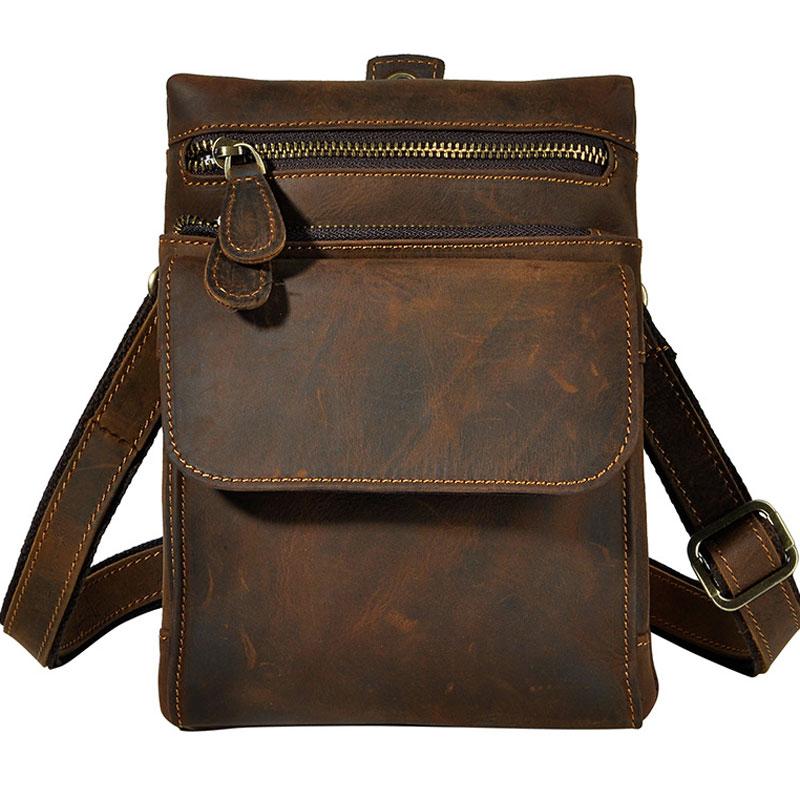 Vintage Mens Leather Belt Pouch Holster Side Bag Belt Case Waist Pouch for Men
