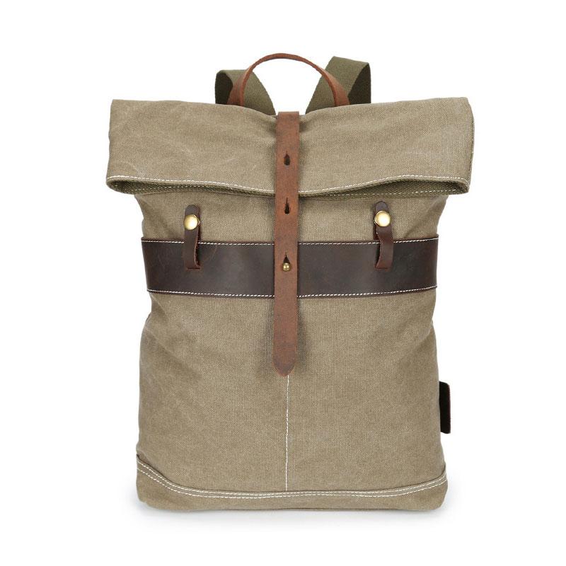 Cool Waxed Canvas Leather Mens Backpack Canvas Travel Backpack Canvas School Backpack for Men