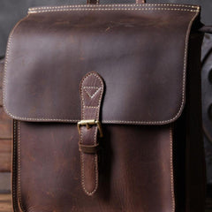 Vintage Brown Leather Mens Backpack Satchel Backpack School Backpack for men