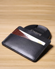 Slim Women Black Leather Card Wallet Minimalist Card Holder Wallet For Women