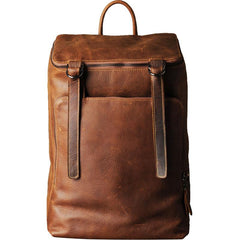 Genuine Leather Mens Cool Backpack Large Black Fashion Travel Backpack for men