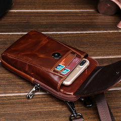 Cool Leather Mens Vintage Small Side Bag Belt Pouch Waist Bag For Men