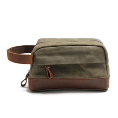 Cool Waxed Canvas Leather Mens Wristlet Bag Vintage Clutch Zipper Bag for Men