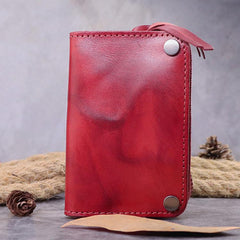 Brown Leather Key Case Key Wallet Men's Dark Coffee Key Holder Red Card Holder For Men