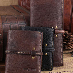 Genuine Leather Mens Cool Slim Long billfold Leather Wallet Men Small Wallets Bifold for Men