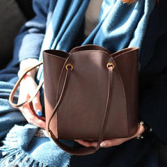 Tan Leather Bucket Bag Small Bucket Bag Purse - Annie Jewel