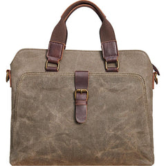 Mens Gray Canvas Briefcase Handbag Work Bag Business Bag for Men