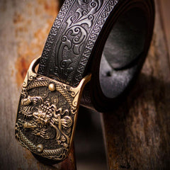 Handmade Black Leather Cool Mens Belt Custom Leather Men Belt for Men