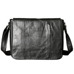 Black Leather Mens Cool Large Messenger Bag Shoulder Bag Cycling Crossbody Bag for men