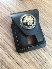Handmade Brown Leather Mens Classic Zippo Lighter Case Zippo Lighter Pouch with Belt Loop For Men