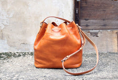 Handmade leather bucket purse crossbody bag purse shoulder bag for women - EverHandmade