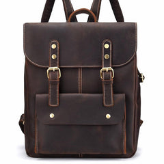 Vintage Leather Coffee Mens Backpack Satchel Backpack Travel Backpack Bags for Men