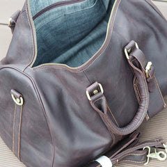 Cool Leather Mens Overnight Bag Weekender Bag Vintage Travel Bags Duffle Bag for Men