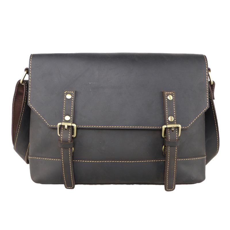 Cool Brown Leather Mens Small Courier Bags Vintage Brown Messenger Bag Postman Bag For Men