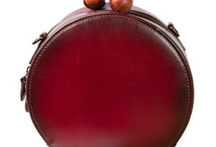Handmade Genuine Leather Round Handbag Bag Crossbody Bag Shoulder Bag Purse For Women - EverHandmade