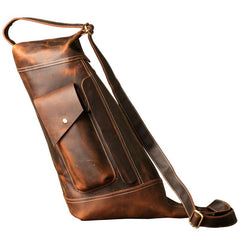 Leather Cool Mens Chest Bag Sling Bag Sling Crossbody Bag for men