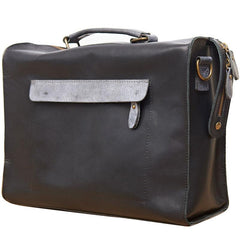 Mens Black Leather Large Briefcase Handbag Work Bag Business Bag for Men