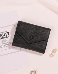 Cute Women Envelope Black Leather Small Wallet Billfold Envelope Small Wallet For Ladies