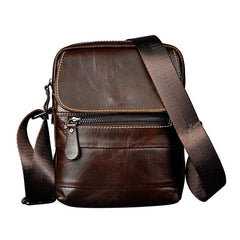 Cool Coffee Small Leather Mens Side Bag Messenger Bag Shoulder Bag for Men