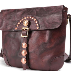 Cool Mens Leather Country Side Bag Small Saddle Messenger bag Shoulder bag For Men
