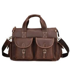 Cool Leather Briefcase 14inch Laptop Handbag Work Bag Travel Bag For Men
