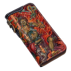 Handmade Leather Acalanatha Mens Chain Biker Wallet Cool Leather Wallet With Chain Wallets for Men