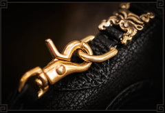 Handmade Leather Small Tooled Mens Cool billfold Wallet Chain Wallets Biker Wallet for Men