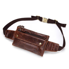 Cool and Retro Dark Brown and Brown LEATHER MENS FANNY PACK FOR MEN BUMBAG Vintage WAIST BAGS