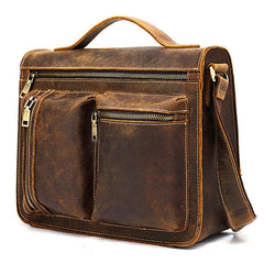 Cool Leather Mens Vintage Brown Small Side Bag Messenger Bag Shoulder Bag for Men