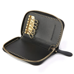 Handmade LEATHER Mens Small Zipper Car Key Wallet Leather Key Holders FOR Men