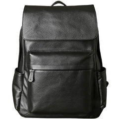 Genuine Leather Mens Cool Backpack Large Black Travel Backpack Hiking Backpack for men