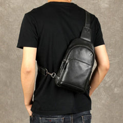 Leather Mens Cool Chest Bag Sling Bag Crossbody Sling Bag Hiking Sling Bag for men