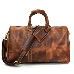 Vintage Leather Mens Large Weekender Bag Travel Bag Duffle Bag