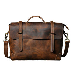 Handmade Leather Mens Cool Messenger Bag Briefcase Work Bag Business Bag Laptop Bag for men