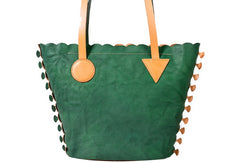 Handmade Genuine Leather Shopper Bag Bucket Bag Shoulder Bag Purse For Women - EverHandmade