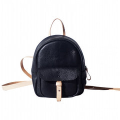 Handmade Women Mini Leather Black Backpack Cute Small Backpack for Women