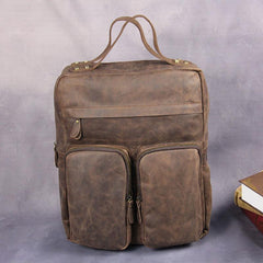 Cool Vintage Mens Leather School Backpack Satchel Backpack Leather Travel Backpack for Men