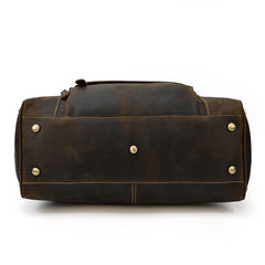 Casual Brown Leather Men Overnight Bags Handbag Travel Bags Weekender Bags For Men