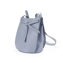 Stylish Leather Blue Womens Bucket Purse Crossbody Bag Barrel Shoulder Bag for Women