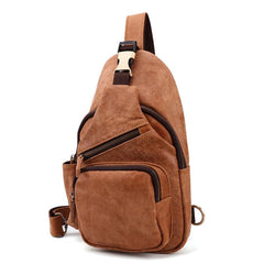 Cool Camel Leather Chest Bag Sling Bag Sling Crossbody Bags For Men