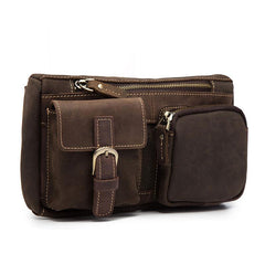 Vintage Mens Leather Biker Fanny Pack Waist Bags Fanny Bag For Men