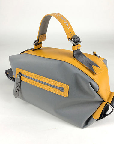 Cute Womens Gray&Yellow NYLON Handbag Purse Cube NYLON Shoulder Bag Crossbody Purse for Ladies