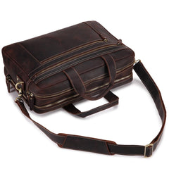 Dark Brown Large Leather Men's Professional Briefcase 17‘’ Laptop Handbag Briefcase Business Briefcase For Men