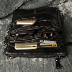 Mens Leather Small Side Bag Messenger Bag Courier bag for Men
