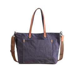 Gray cross body canvas tote bag