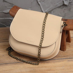 Cute Brown LEATHER Flip Chain Side Bag Handmade WOMEN Saddle Phone Crossbody BAG Purse FOR WOMEN