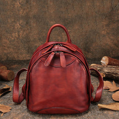 Classic Coffee Leather Small Rucksack Womens Compact Leather Backpack Ladies Backpack Purse