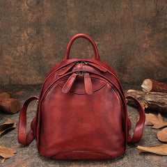 Classic Brown Leather Small Rucksack Womens Compact Leather Backpack Ladies Backpack Purse