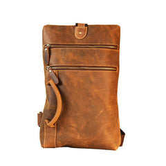 Genuine Leather Mens Cool Chest Bag Sling Bag Crossbody Bag Travel Bag Hiking Bag for men